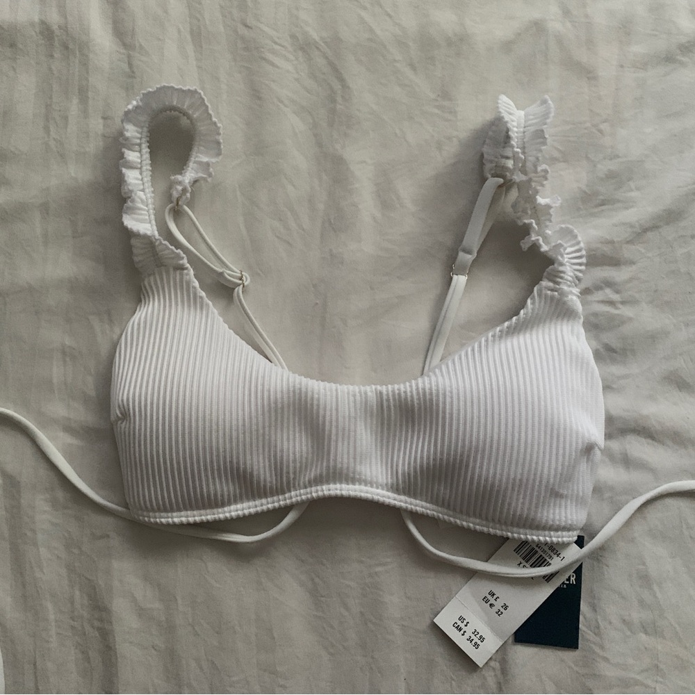 White ruffle bikini top